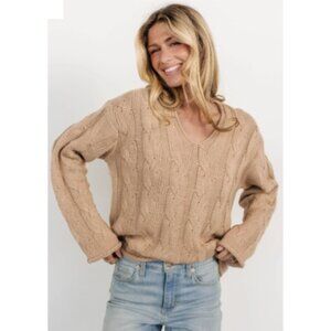 NWT Baltic Born Jordan Cable Knit Sweater, Taupe Tan | Size Medium